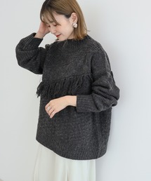 AMERICAN HOLIC | 斜めケーブルフリンジニットプルオーバー(ニット/セーター)