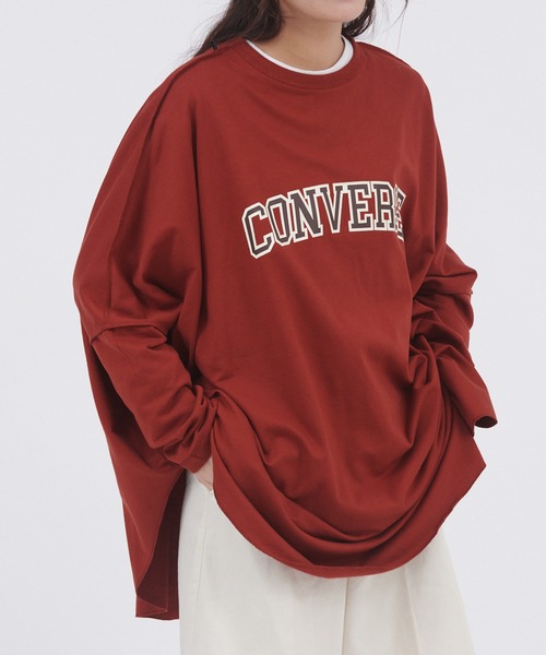 CONVERSE（コンバース）の「【ZOZOTOWN限定】CONVERSE/コンバース 裏毛リバーシブルビッグポンチョロングTシャツ（Tシャツ/カットソー・レディース・スミクロ/グレー/レッド・FREE）」の3枚目の写真