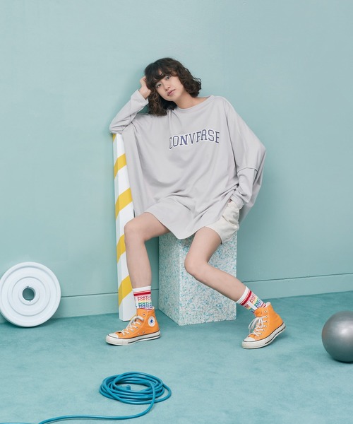 CONVERSE（コンバース）の「【ZOZOTOWN限定】CONVERSE/コンバース 裏毛リバーシブルビッグポンチョロングTシャツ（Tシャツ/カットソー・レディース・スミクロ/グレー/レッド・FREE）」の15枚目の写真