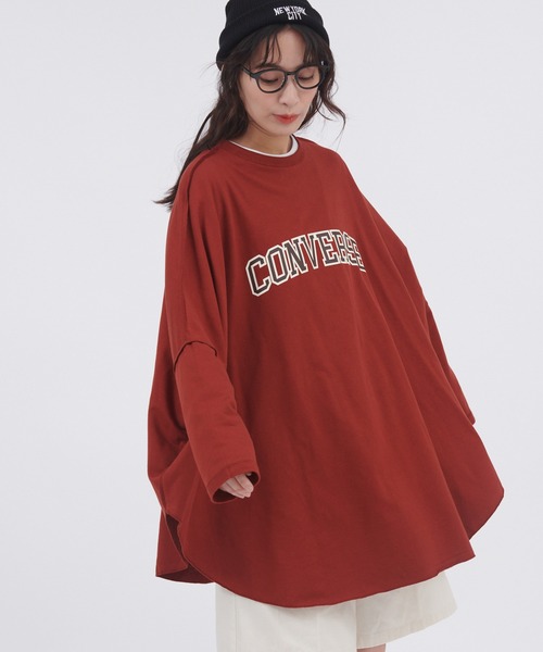 CONVERSE（コンバース）の「【ZOZOTOWN限定】CONVERSE/コンバース 裏毛リバーシブルビッグポンチョロングTシャツ（Tシャツ/カットソー・レディース・スミクロ/グレー/レッド・FREE）」の22枚目の写真