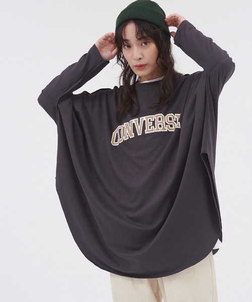 CONVERSE（コンバース）の「【ZOZOTOWN限定】CONVERSE/コンバース 裏毛リバーシブルビッグポンチョロングTシャツ（Tシャツ/カットソー・レディース・スミクロ/グレー/レッド・FREE）」の4枚目の写真