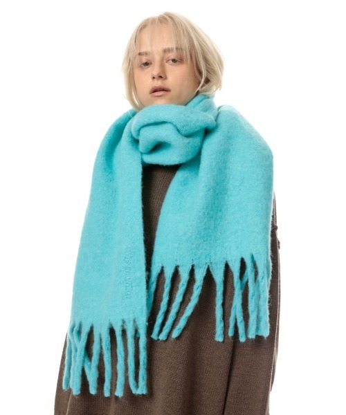 SLY（スライ）の「WOOL BLEND MUFFLER/ウールブレンドマフラー（マフラー・レディース・ブラウン/ターコイズブルー/イエロー/アイボリー・FREE）」の7枚目の写真