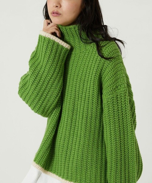 FREAK'S STORE(フリークスストア)の「畦編ルーズタートルニット(ニット/セーター・レディース・レンガ/オリーブ/オフホワイト/ホワイト/ブラック/グレー/グリーン・フリ-)」の5枚目の写真