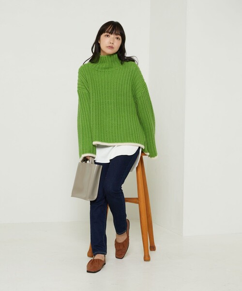 FREAK'S STORE(フリークスストア)の「畦編ルーズタートルニット(ニット/セーター・レディース・レンガ/オリーブ/オフホワイト/ホワイト/ブラック/グレー/グリーン・フリ-)」の19枚目の写真