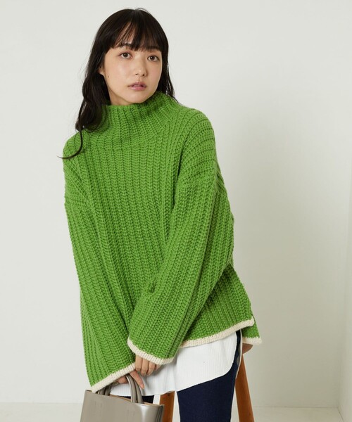 FREAK'S STORE(フリークスストア)の「畦編ルーズタートルニット(ニット/セーター・レディース・レンガ/オリーブ/オフホワイト/ホワイト/ブラック/グレー/グリーン・フリ-)」の20枚目の写真