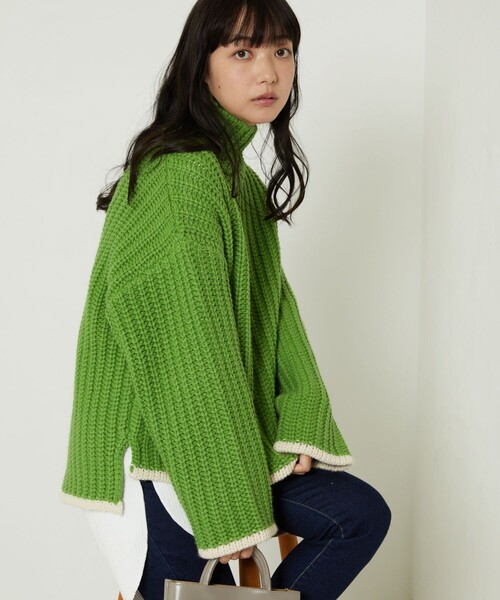 FREAK'S STORE(フリークスストア)の「畦編ルーズタートルニット(ニット/セーター・レディース・レンガ/オリーブ/オフホワイト/ホワイト/ブラック/グレー/グリーン・フリ-)」の21枚目の写真