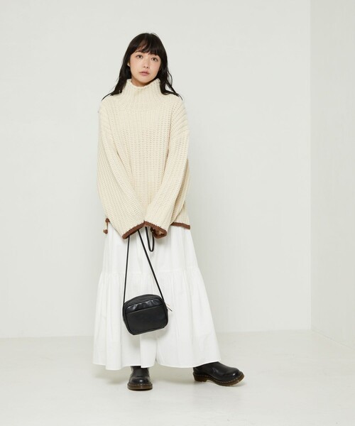 FREAK'S STORE(フリークスストア)の「畦編ルーズタートルニット(ニット/セーター・レディース・レンガ/オリーブ/オフホワイト/ホワイト/ブラック/グレー/グリーン・フリ-)」の22枚目の写真