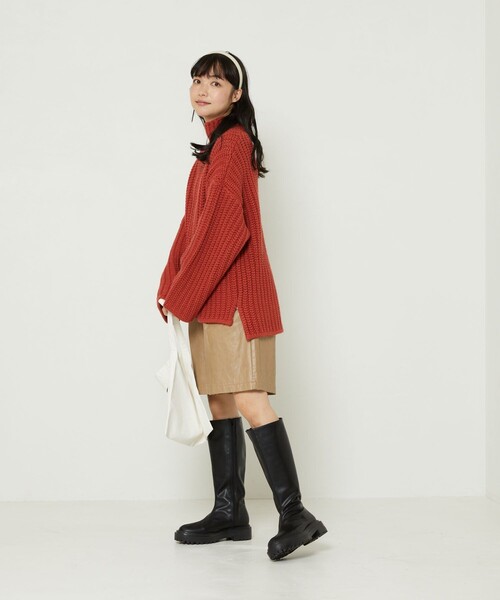 FREAK'S STORE(フリークスストア)の「畦編ルーズタートルニット(ニット/セーター・レディース・レンガ/オリーブ/オフホワイト/ホワイト/ブラック/グレー/グリーン・フリ-)」の11枚目の写真