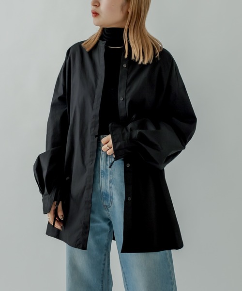 mystic(ミスティック)の「バンドカラー袖タックデザインシャツ(シャツ/ブラウス・レディース・ブラック/ベージュ/オフホワイト・FREE)」の16枚目の写真