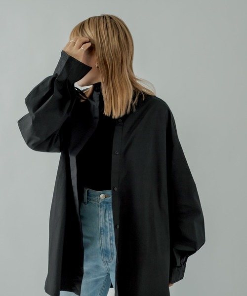 mystic(ミスティック)の「バンドカラー袖タックデザインシャツ(シャツ/ブラウス・レディース・ブラック/ベージュ/オフホワイト・FREE)」の9枚目の写真