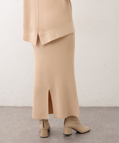 BONbazaar（ボンバザール）の「リブニットバックスリットスカート（スカート・レディース・アイボリー/サンドベージュ/ブロンズ/ブラック・FREE）」の20枚目の写真