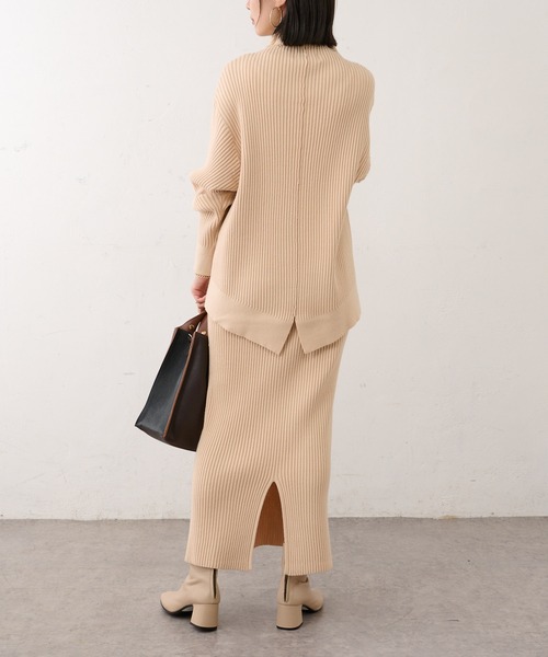 BONbazaar（ボンバザール）の「リブニットバックスリットスカート（スカート・レディース・アイボリー/サンドベージュ/ブロンズ/ブラック・FREE）」の10枚目の写真