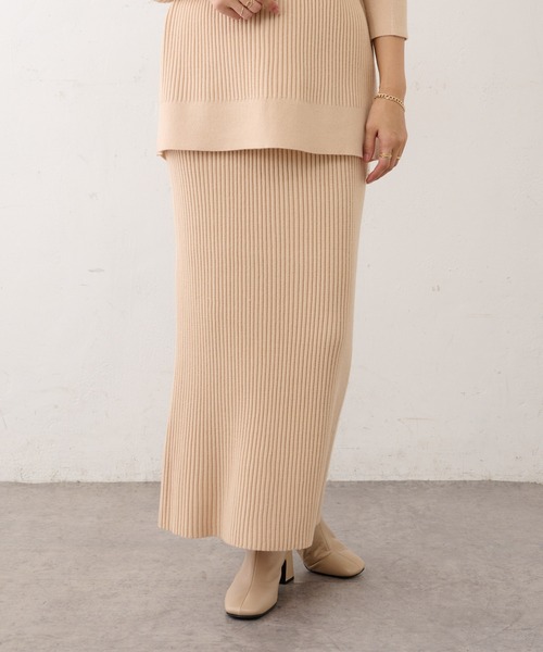 BONbazaar（ボンバザール）の「リブニットバックスリットスカート（スカート・レディース・アイボリー/サンドベージュ/ブロンズ/ブラック・FREE）」の16枚目の写真