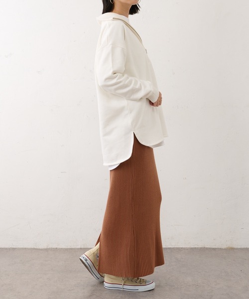 BONbazaar（ボンバザール）の「リブニットバックスリットスカート（スカート・レディース・アイボリー/サンドベージュ/ブロンズ/ブラック・FREE）」の11枚目の写真