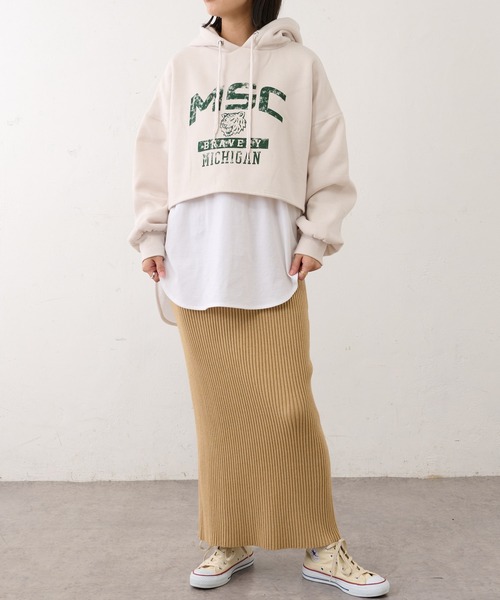 BONbazaar（ボンバザール）の「リブニットバックスリットスカート（スカート・レディース・アイボリー/サンドベージュ/ブロンズ/ブラック・FREE）」の17枚目の写真