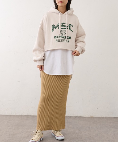 BONbazaar（ボンバザール）の「リブニットバックスリットスカート（スカート・レディース・アイボリー/サンドベージュ/ブロンズ/ブラック・FREE）」の7枚目の写真