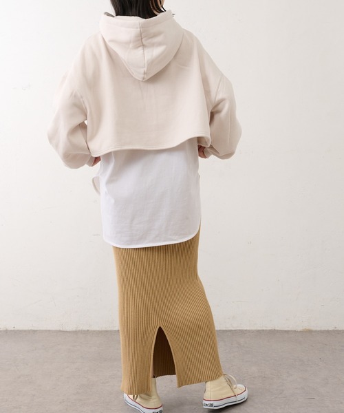 BONbazaar（ボンバザール）の「リブニットバックスリットスカート（スカート・レディース・アイボリー/サンドベージュ/ブロンズ/ブラック・FREE）」の12枚目の写真