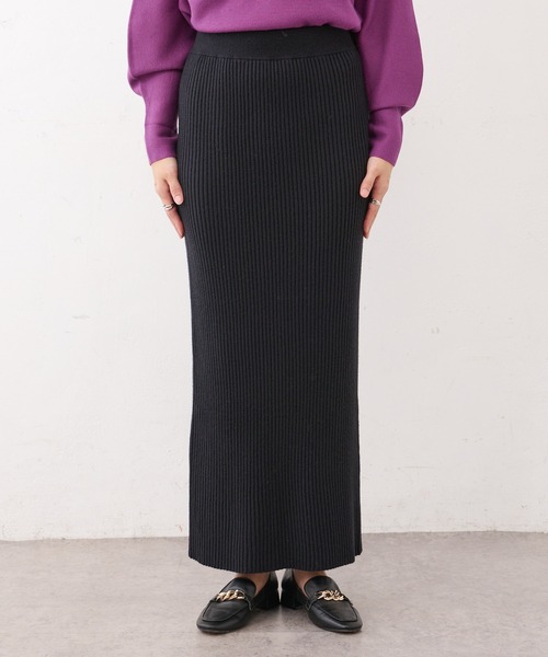 BONbazaar（ボンバザール）の「リブニットバックスリットスカート（スカート・レディース・アイボリー/サンドベージュ/ブロンズ/ブラック・FREE）」の19枚目の写真