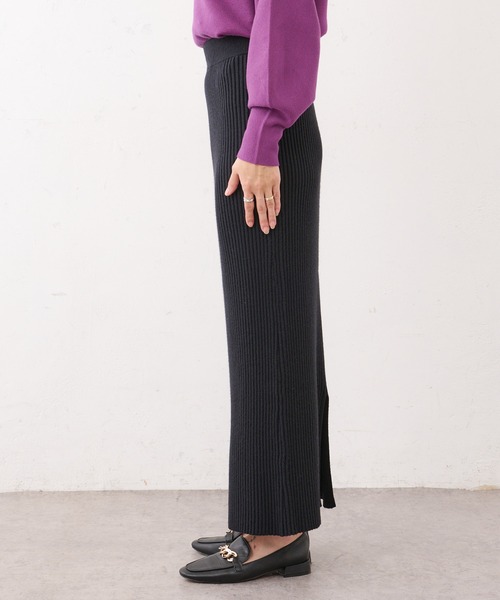 BONbazaar（ボンバザール）の「リブニットバックスリットスカート（スカート・レディース・アイボリー/サンドベージュ/ブロンズ/ブラック・FREE）」の9枚目の写真