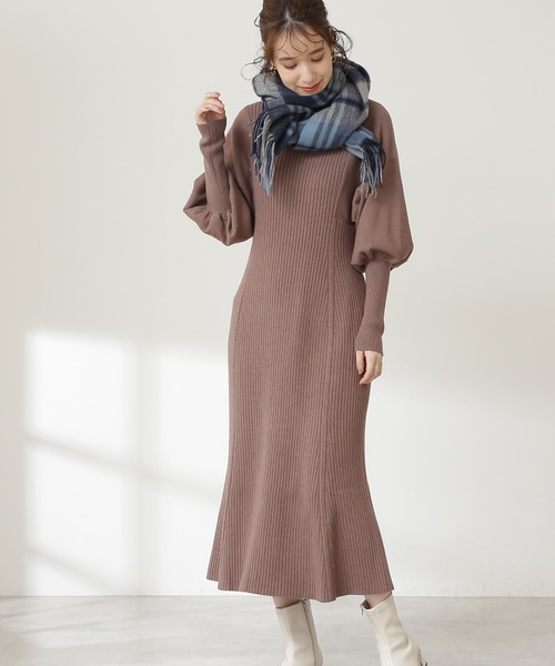 N.（N. Natural Beauty Basic）（エヌエヌナチュラルビューティーベーシック）の「◆ワイドリブマーメイドワンピース（ワンピース・レディース・ブラック/モカ/グレイッシュブルー・MEDIUM）」の16枚目の写真