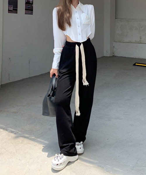 me+em select(ミームセレクト)の「ロングコード裏起毛スウェットワイドパンツ(スウェットパンツ・レディース・ブラック/ネイビー/グレー・MEDIUM/LARGE)」の22枚目の写真