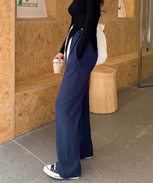 me+em select(ミームセレクト)の「ロングコード裏起毛スウェットワイドパンツ(スウェットパンツ・レディース・ブラック/ネイビー/グレー・MEDIUM/LARGE)」の8枚目の写真