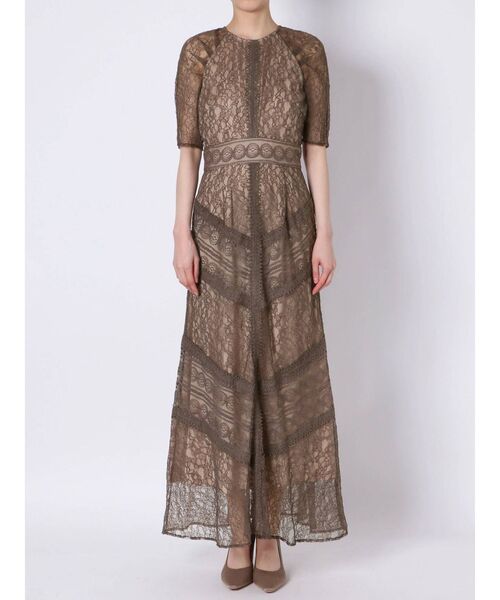 LAGUNAMOON（ラグナムーン）の「LADYショルダーギャザーレースマキシワンピース（ドレス・レディース・ブラック/モカ・MEDIUM/SMALL）」の16枚目の写真