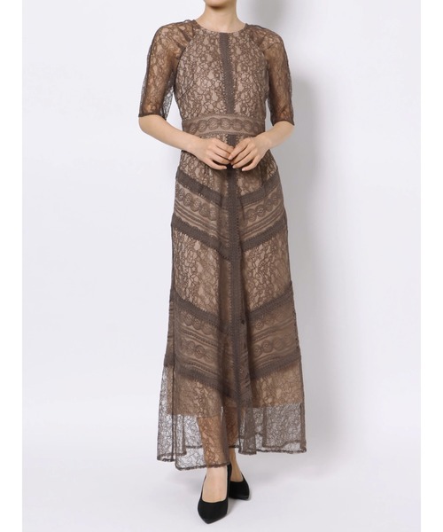 LAGUNAMOON（ラグナムーン）の「LADYショルダーギャザーレースマキシワンピース（ドレス・レディース・ブラック/モカ・MEDIUM/SMALL）」の11枚目の写真