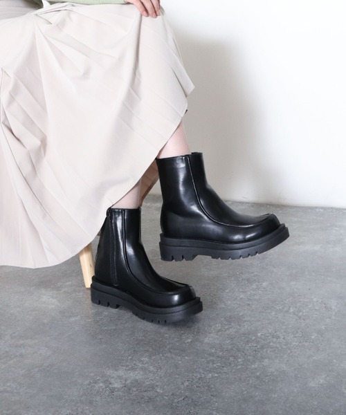 archives（アルシーヴ）の「厚底モカブーツ（ブーツ・レディース・ブラック/アイボリー・MEDIUM/LARGE）」の10枚目の写真