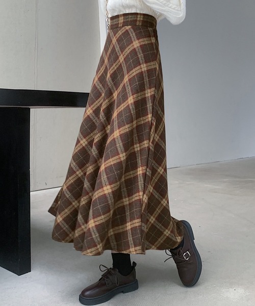 セール】レディース 秋冬チェック柄フレアスカート（スカート）｜DAY