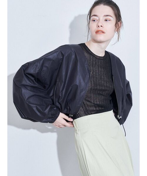 ELENDEEK（エレンディーク）の「シアーリブニット（ニット/セーター・レディース・ライトベージュ/ブラック/ラベンダー・FREE）」の2枚目の写真