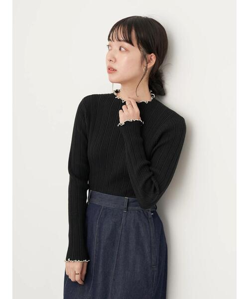 earth music&ecology（アースミュージックアンドエコロジー）の「ランダムリブニットプルオーバー＊（ニット/セーター・レディース・ブラック/サックスブルー/アイボリー/モカ・S/M）」の6枚目の写真