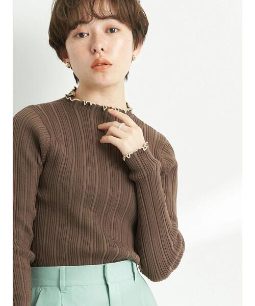 earth music&ecology（アースミュージックアンドエコロジー）の「ランダムリブニットプルオーバー＊（ニット/セーター・レディース・ブラック/サックスブルー/アイボリー/モカ・S/M）」の7枚目の写真