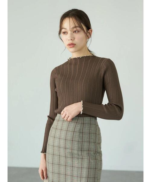 earth music&ecology（アースミュージックアンドエコロジー）の「ランダムリブニットプルオーバー＊（ニット/セーター・レディース・ブラック/サックスブルー/アイボリー/モカ・S/M）」の8枚目の写真