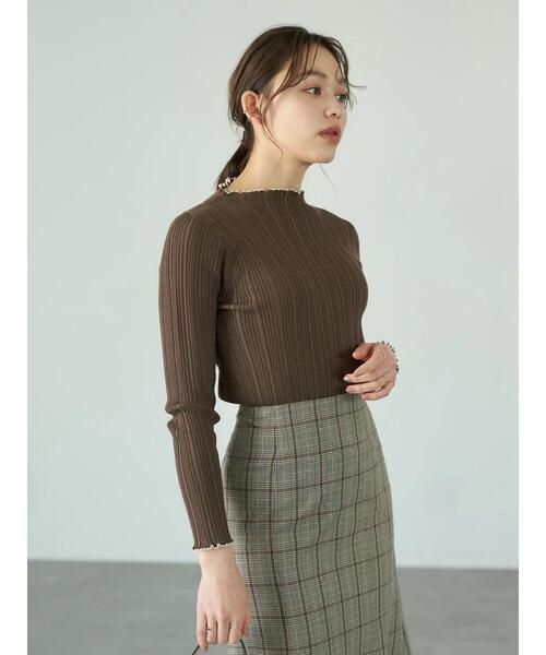 earth music&ecology（アースミュージックアンドエコロジー）の「ランダムリブニットプルオーバー＊（ニット/セーター・レディース・ブラック/サックスブルー/アイボリー/モカ・S/M）」の9枚目の写真