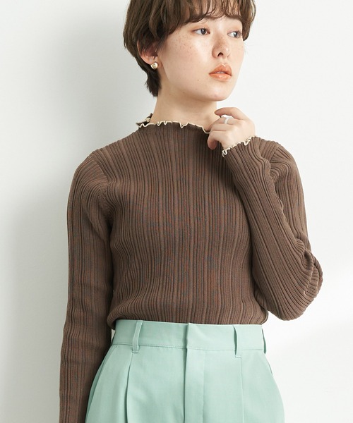 earth music&ecology（アースミュージックアンドエコロジー）の「ランダムリブニットプルオーバー＊（ニット/セーター・レディース・ブラック/サックスブルー/アイボリー/モカ・S/M）」の3枚目の写真