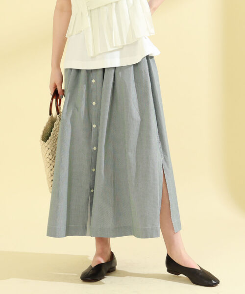 Ray BEAMS（レイビームス）の「GYMPHLEX × Ray BEAMS / 別注 ロング フレア スカート（スカート・レディース・ネイビー/グリーン・14）」の2枚目の写真