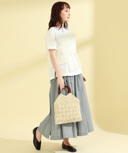 Ray BEAMS（レイビームス）の「GYMPHLEX × Ray BEAMS / 別注 ロング フレア スカート（スカート・レディース・ネイビー/グリーン・14）」の5枚目の写真