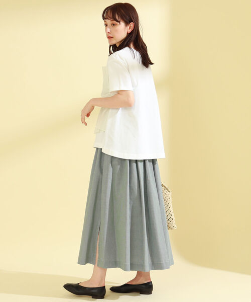 Ray BEAMS（レイビームス）の「GYMPHLEX × Ray BEAMS / 別注 ロング フレア スカート（スカート・レディース・ネイビー/グリーン・14）」の6枚目の写真