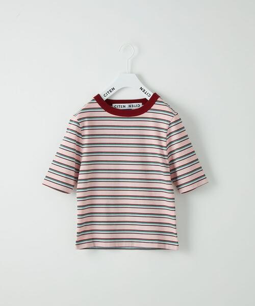 CITEN（シテン）の「＜CITEN（シテン）＞マルチボーダー ショートスリーブ Tシャツ（Tシャツ/カットソー・レディース・ダークブラウン/オフホワイト/ライトピンク・FREE）」の3枚目の写真