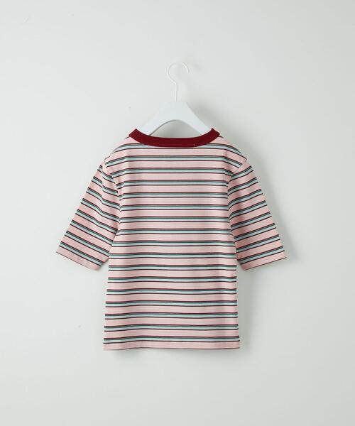 CITEN（シテン）の「＜CITEN（シテン）＞マルチボーダー ショートスリーブ Tシャツ（Tシャツ/カットソー・レディース・ダークブラウン/オフホワイト/ライトピンク・FREE）」の4枚目の写真