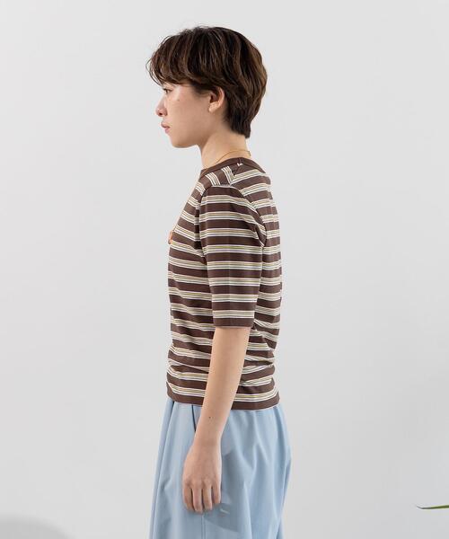 CITEN（シテン）の「＜CITEN（シテン）＞マルチボーダー ショートスリーブ Tシャツ（Tシャツ/カットソー・レディース・ダークブラウン/オフホワイト/ライトピンク・FREE）」の12枚目の写真