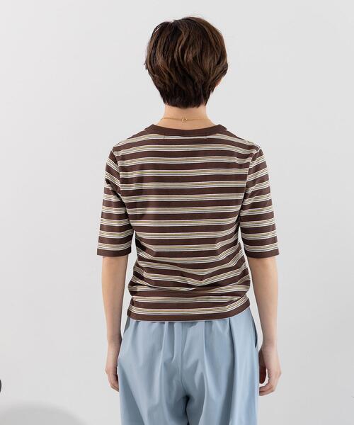 CITEN（シテン）の「＜CITEN（シテン）＞マルチボーダー ショートスリーブ Tシャツ（Tシャツ/カットソー・レディース・ダークブラウン/オフホワイト/ライトピンク・FREE）」の13枚目の写真