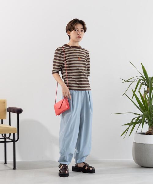 CITEN（シテン）の「＜CITEN（シテン）＞マルチボーダー ショートスリーブ Tシャツ（Tシャツ/カットソー・レディース・ダークブラウン/オフホワイト/ライトピンク・FREE）」の14枚目の写真