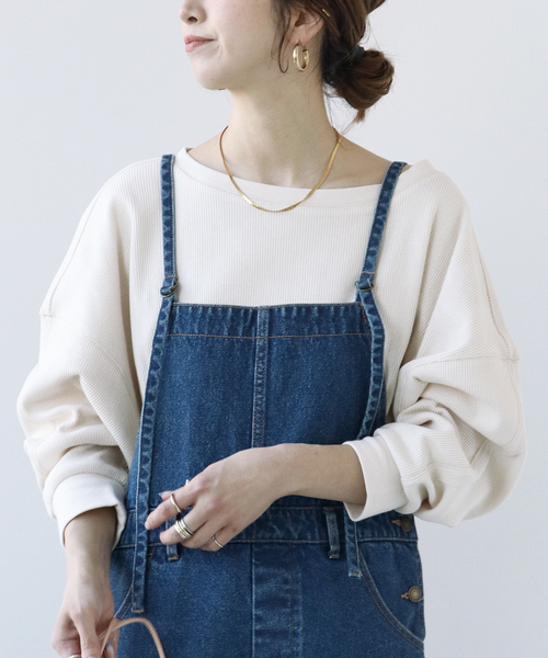 Simplicite（サンプリシテ）の「コットンリブドルマンプルオーバー（Tシャツ/カットソー・レディース・グリーン/ブラック/ホワイト・FREE）」の2枚目の写真