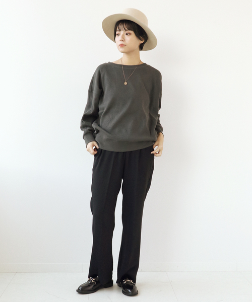 Simplicite（サンプリシテ）の「コットンリブドルマンプルオーバー（Tシャツ/カットソー・レディース・グリーン/ブラック/ホワイト・FREE）」の5枚目の写真