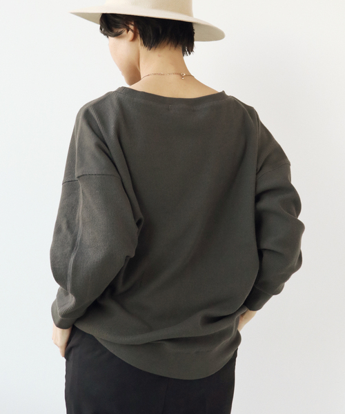 Simplicite（サンプリシテ）の「コットンリブドルマンプルオーバー（Tシャツ/カットソー・レディース・グリーン/ブラック/ホワイト・FREE）」の6枚目の写真