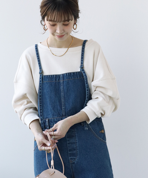 Simplicite（サンプリシテ）の「コットンリブドルマンプルオーバー（Tシャツ/カットソー・レディース・グリーン/ブラック/ホワイト・FREE）」の8枚目の写真