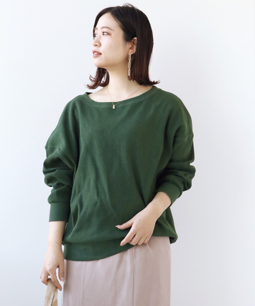 Simplicite（サンプリシテ）の「コットンリブドルマンプルオーバー（Tシャツ/カットソー・レディース・グリーン/ブラック/ホワイト・FREE）」の13枚目の写真