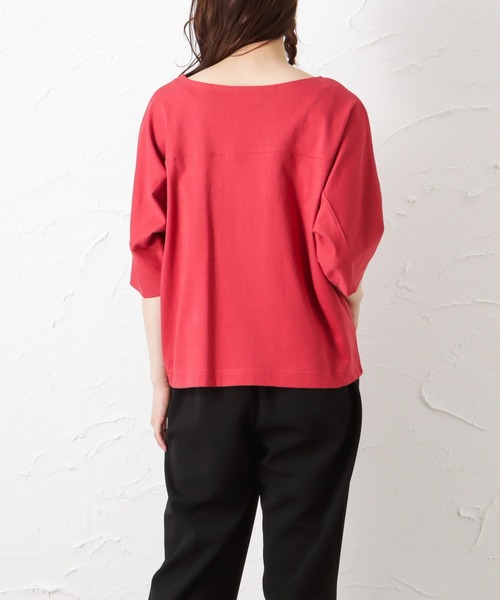 Mac-House(マックハウス)の「ORGABITS オーガビッツ ドルマン切り替えTシャツ(Tシャツ/カットソー・レディース・ブラウン/レッド/アイボリー/チャコール・フリー)」の9枚目の写真